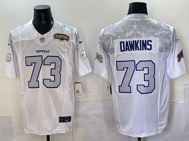 Men Buffalo Bills 73 Dawkins Nike White 2025 Rivalries Collection Limited NFL Jersey 004